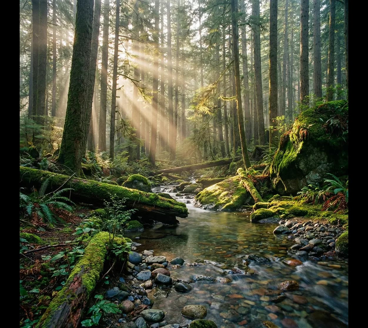 Lichtdurchfluteter Wald mit Bachlauf – Karriere mit Lichtblick bei TerraGreen Solutions