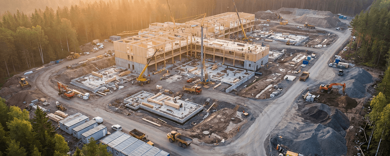 Luftaufnahme einer Baustelle – Ausgleichsmaßnahmen für Vorhabenträger