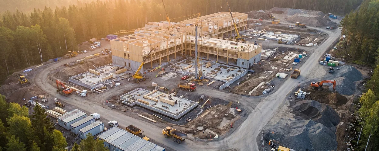 Luftaufnahme einer Baustelle – Ausgleichsmaßnahmen für Vorhabenträger